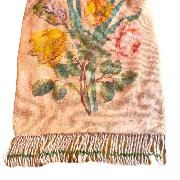 Lovely Early 1900s micro beaded purse flowers fringe Victorian  art deco - Picture 3 of 6